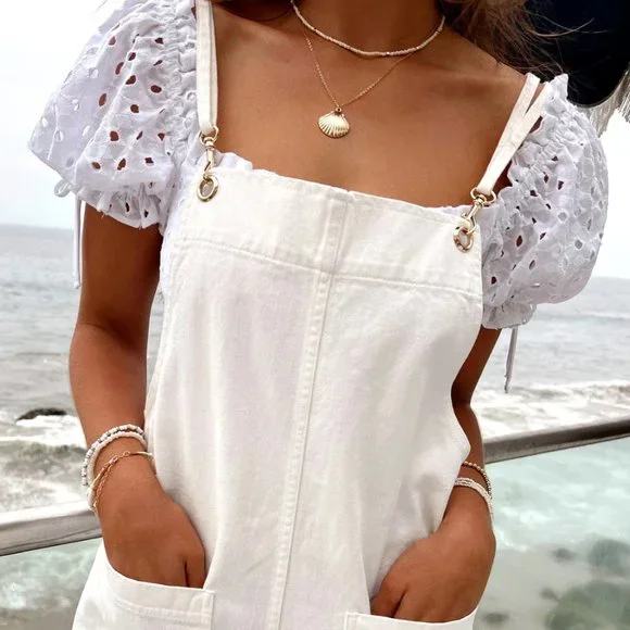 Show Me Your Mumu White Denim Trude Romper - NWT